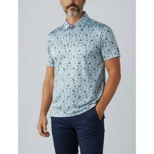 YATTA GOLF M Mens Performance Polo Uncle Sam Blue Patriotic 4 Way Stretch NEW